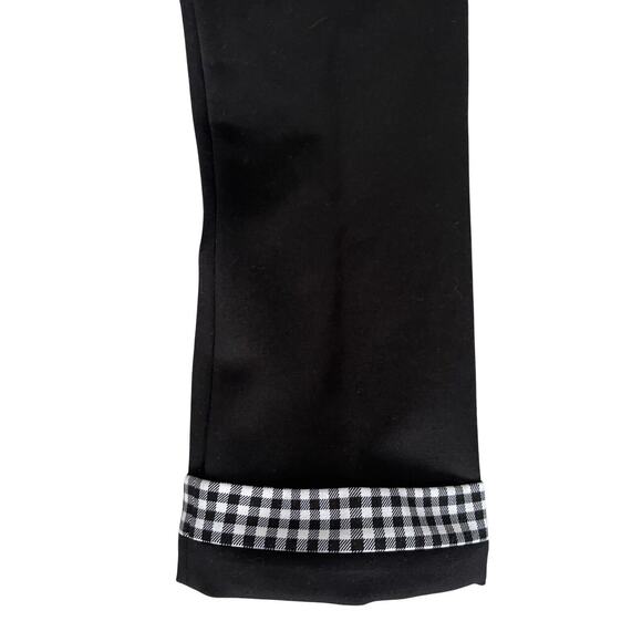 NYGARD LUXE SLIMS Capri Pants Size XS (2-4) Black Plaid Trim Stretch Pull-On EUC - Picture 3 of 7